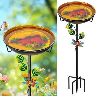 Obrázok produktu pre Kŕmna nádoba pre vtáky, stojaca, kovová, oranžovožltá, 92 x 27 cm