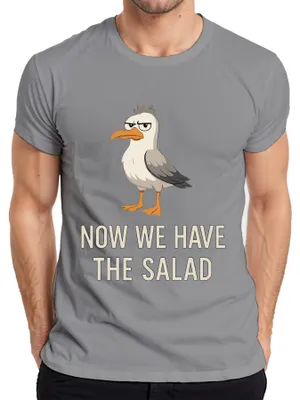 Produktbild von Jetzt haben wir den Salat Möwe sarkastisch lustig Cartoon Küste Herren T-Shirt, Grau, L