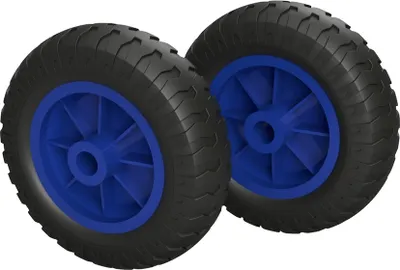 Immagine prodotto di 2 x Ruota in poliuretano Ø 160 mm cuscinetto a strisciamento compressore rotolo a prova di foratura, nero/blu