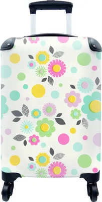 Produktbild von MuchoWow® MuchoWow® Koffer Handgepäck Trolley Rollkoffer Kleine Reisekoffer mit 4 Rollen - Muster - Blumen - Blätter - Cabin Size < 55x40x23 cm & 55x40x20 cm - Fotokoffer - Kabinenkoffer - Boardgepäck