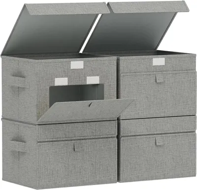Obrázok produktu pre Úložný box, 26 x 20 x 17 cm, 4 ks, sivá, šatníková skriňa