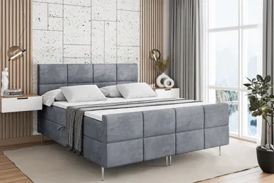 Produktbild von ALTDECOR Boxspringbett mit Silber Füßen, Matratze und Lattenrost, Topper, Fußteil, Polsterbett mit Bettkasten, Bett mit Stauraum H3-Matratze, Doppelbett - ARDENI-FS-Z - 140x200 - Grau Casablanca