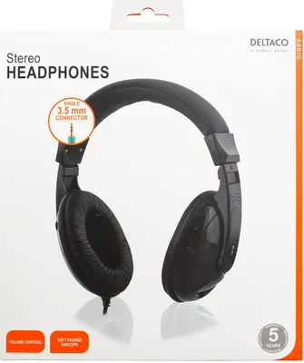Produktbild von Deltaco HL-51, Kabelgebunden, 20 - 20000 Hz, Musik, 210 g, Kopfhörer, Schwarz