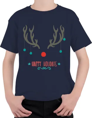 Produktbild von Happy Holiday Rudolph rote Nase - Weihnachten Weihnachtsgeschenk Christmas Uni Kinder T-Shirt, Navy, 104
