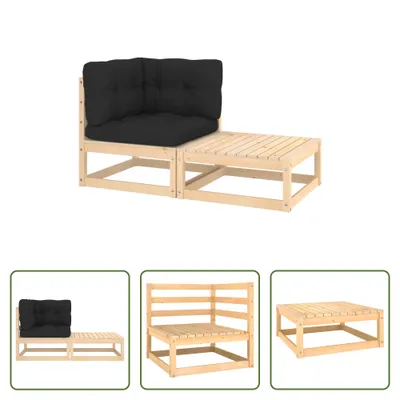 Produktbild von The Living Store 2-tlg. Garten-Lounge-Set mit Kissen Kiefer Massivholz