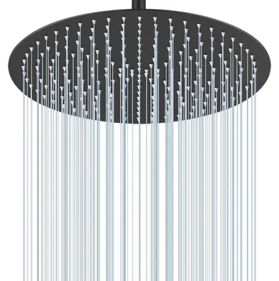 Productafbeelding van Regendouchekop, 40 cm, rond, zwart, roestvrij staal 304, plafondmontage, 230 spuitmonden, waterbesparend