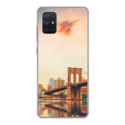 Produktbild von MuchoWow® Handyhülle Schutzhülle Hülle für Samsung Galaxy A71 New York - Brooklyn - Brücke - Sonnenuntergang Silikon Softcase Handy Hülle - Kartenbesitzer