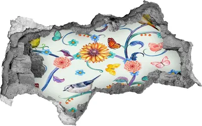 Produktbild von Selbstklebender Loch-3D-Aufkleber 95x73 cm Blumen und Vögel