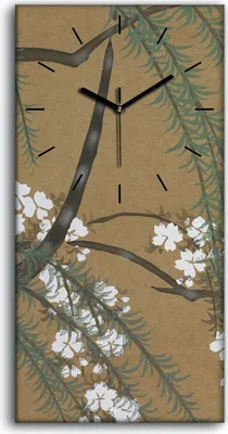 Produktbild von Wandbild Leinwand Bilder Wanduhr 30x60 Malerei Baum Zweige Blätter Blumen - schwarze Hände