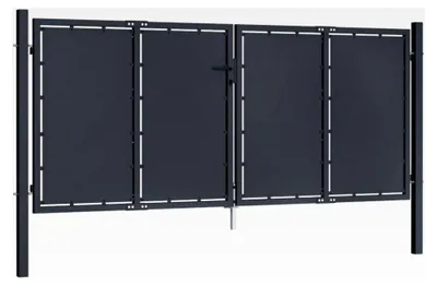 Produktbild von Gartentor Doppeltor Metall Gartentür Doppelflügeltor Zauntür Gartenzaun Pforte Hoftor Einfahrtstor Stahl 300 x 125 cm Anthrazit