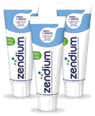 Image de 3 tubes de dentifrice Zendium Fresh+White - 75 ml - Pack économique - 3 pièces
