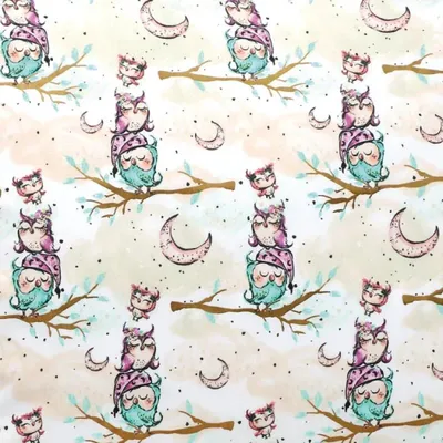 Image de Tissu : Coton - 160 cm (largeur) - Beige, Vert, Violet