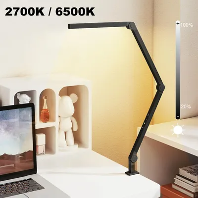 Produktbild von LED Schreibtischlampe mit Klemme Dimmbar, 96 LEDs Architektenlampe für Doppelmonitor, Touch-Steuerung, CCT (2700K / 6500K) & Flimmerfrei, Flexibler