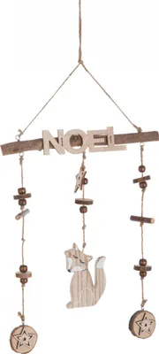 Image de Pendentif en bois Renard Noël, 45 cm - taille unique