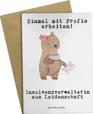 Produktbild von Mr. & Mrs. Panda Glückwunschkarte Insolvenzverwalterin Leidenschaft - Weiß - Geschenk, babykarte, weihnachtskarten, Klappkarte, Grußkarte, Grußkarten