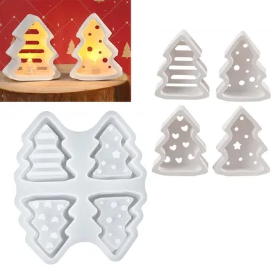 Produktbild von Mini Christmas Silikonform Set,2 Stück Weihnachtsbaum Form, Antihaftende Backmatte für für Kleiner Weihnachtsbaum Kerzenhalter