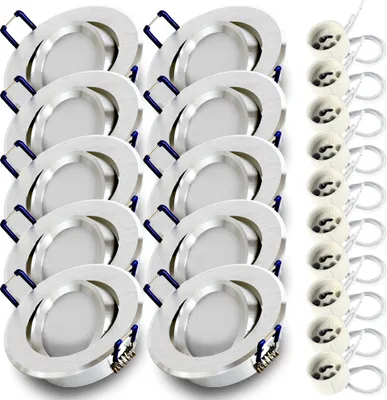 Produktbild von 10x Einbauspot SET RIK.12 schwenkbar aluminium rund GU10 7W warmweiss
