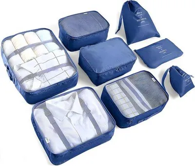 Obrázek produktu pro Sada organizérů do kufru Famanu – 8 kusů – šedá a tmavě modrá