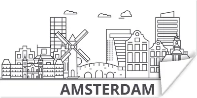 Produktbild von MuchoWow® Poster Gestaltung - Skyline - Amsterdam 160x80 cm - Foto Poster