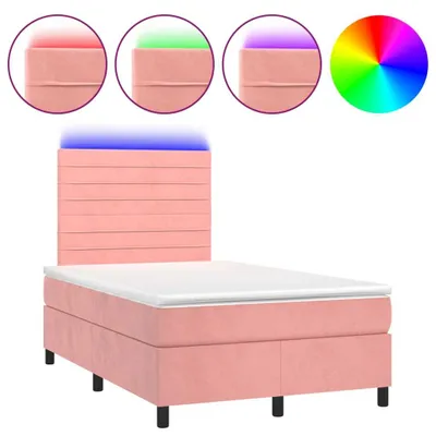 Produktbild von vidaXL Boxspringbett mit Matratze & LED Rosa 120x200 cm Samt