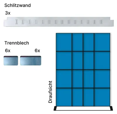 Produktbild von Fachteilerset 1/4, für Schublade 459x610x100mm