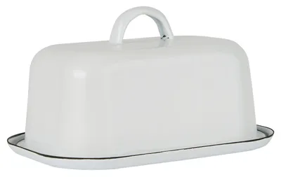 Produktbild von IB Laursen Butterdose Emaille Weiß Butterbox 2-teilig Butterglocke mit Deckel