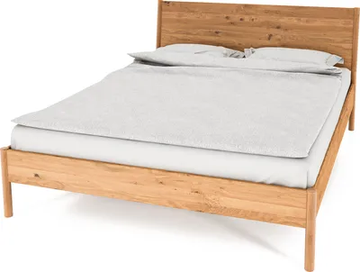 Produktbild von Bett POLA 120 x 200 aus Massivholz mit Holzkopfteil, Naturgeölt