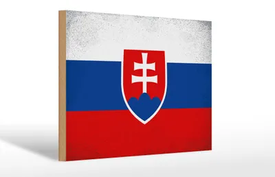 Produktbild von Holzschild Flagge Slowakei 30x20cm Flag Slovakia Vintage