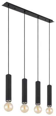 Produktbild von Hängeleuchte, Holz, schwarz, 4-flammig, H 120 cm