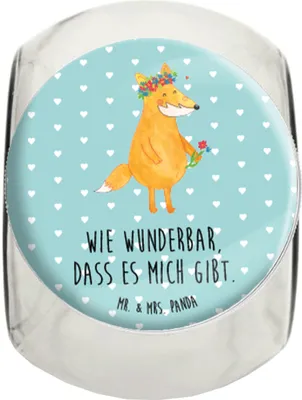 Produktbild von Mr. & Mrs. Panda Kaffeedose Fuchs Blumen XL 2000ml - Türkis Pastell - Geschenk, Ich, Bonbonglas, Aufbewahrungsdose, Blumenkranz, Selbstbewusst, Blume, Bonboniere, Teedose