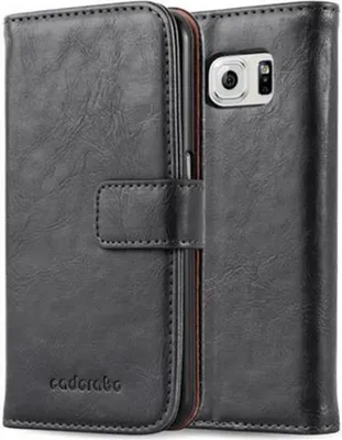 Obrázek produktu pro Cadorabo pouzdro pro Samsung Galaxy S6 Protective Cover in Black Kryt na mobilní telefon Pouzdro typu kniha Pouzdro Luxury