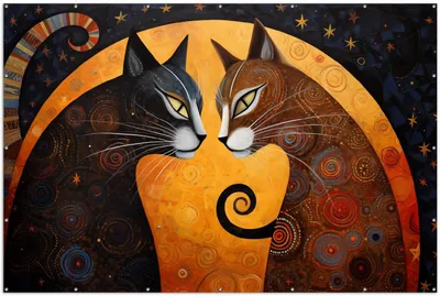 Produktbild von Wallario XXL Outdoor-Poster für Garten oder Balkon, Motiv Katzen im Mondlicht, in ca. 300 x 200 cm