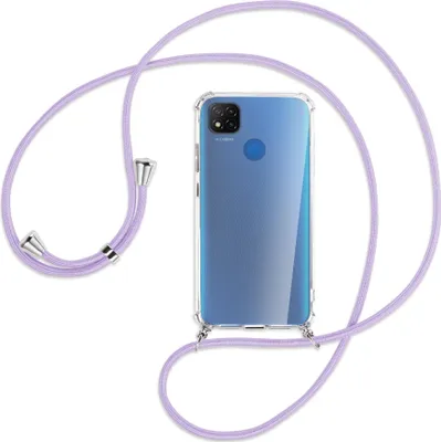 Produktbild von Handykette Backcover-Schutzhülle mit Band (Metall silberfarben) für Xiaomi Redmi 9C - violett