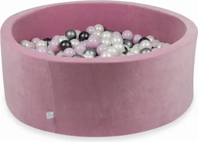 Produktbild von Trockenbecken 110x40cm Velvet Soft Pink mit 500 Bällen: Hellrosa Perle, Silber, Metallic Graphit, Perle