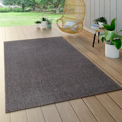 Image de Tapis d'extérieur aspect sisal résistant aux intempéries motif naturel uni moderne dimensions 120 x 170 cm