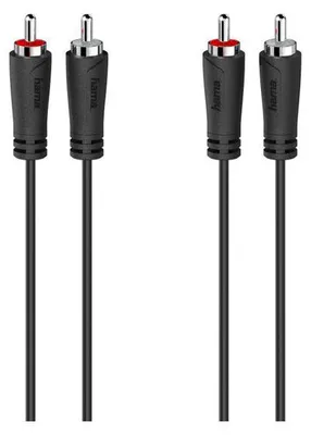 Obrázok produktu pre Hama Audio Cable 2 RCA Male Plugs - 2 RCA Male Plugs, 5 m, 2 x RCA, Samec, 2 x RCA, Samec, 5 m, Čierna