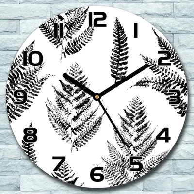 Produktbild von Wanduhr aus Glas Rund fi 30 blätter schwarz-weiß Quarz Deko Schlafzimmer Büro
