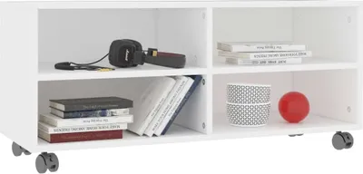Produktbild von Saisonschlussverkauf - TV-Schrank mit Rollen - klassisches Designn - Fernsehstand/TV-Tisches - Weiß 90x35x35cm Holzwerkstoff - TV-Schränke Stilvoll2942