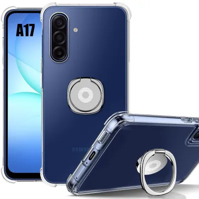 Image de Coque pour Samsung Galaxy A17 4G/5G, Protection Silicone Transparent Antichoc avec Anneau Argenté