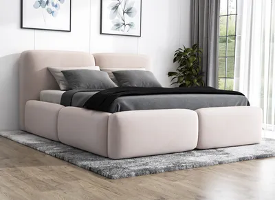 Produktbild von Polsterbett WOLKE  140x200 mit Matratze und Bettkasten. Farbe: Beige.