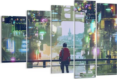 Produktbild von Bild auf Leinwand - Leinwandbild - Stadt Brücke Haus - 150x100cm - Wand Bild - Wanddeko - Leinwanddruck - Bilder - Kunstdruck - Wanddekoration - Leinwand bilder - Wandkunst - EG150x100-4017