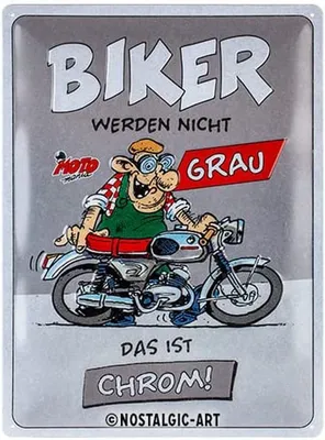 Zdjęcie produktu dla Nostalgic-Art - Blaszany znak 30 x 40 cm - MOTOmania - Motocykliści nie szarzeją