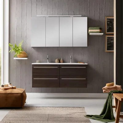 Produktbild von SAM® Badmöbel Set 3tlg Doppelwaschtisch 120 cm Trüffeleiche VILLA