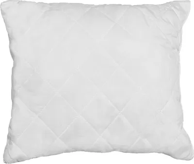 A white quilted pillow on a white background.