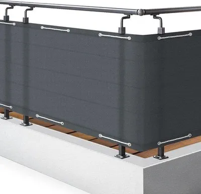 Imagen del producto de Protector para balcón, 90x500 cm, color gris oscuro, tela para protección contra el viento