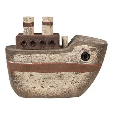 Zdjęcie produktu dla Clayre & Eef dekoracyjny model łodzi 12 cm beżowo-brązowe drewno