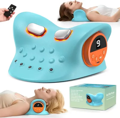Obrázok produktu pre Masážny prístroj na krk 3-v-1, tepelná kompresia a vibrácie, 9 úrovní intenzity, diaľkové ovládanie, pre