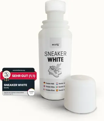 Produktbild von eco:fy Sneaker Whitener zur Farbauffrischung für weißes Glattleder, Stoffschuhe und Sohlen | ideal bei Verfärbungen, Abreibungen und Kratzern | für strahlend saubere Sneaker
