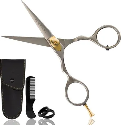 Productafbeelding van Professionele Bartschaar voor Mannen - Handgeschmiedde Duitse Staal Snor- en Baardschaar met Bartkam en Tragetasche - 5.5" Zwart - Precisie G