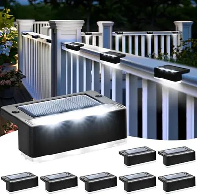 Produktbild von Solpex Solarlampen für außen, 8 Stück, kaltweiß Treppenlicht, wasserdicht Solarleuchten, LED-Beleuchtung Außentreppe, Stufen, Zaun, Garten, Hof,